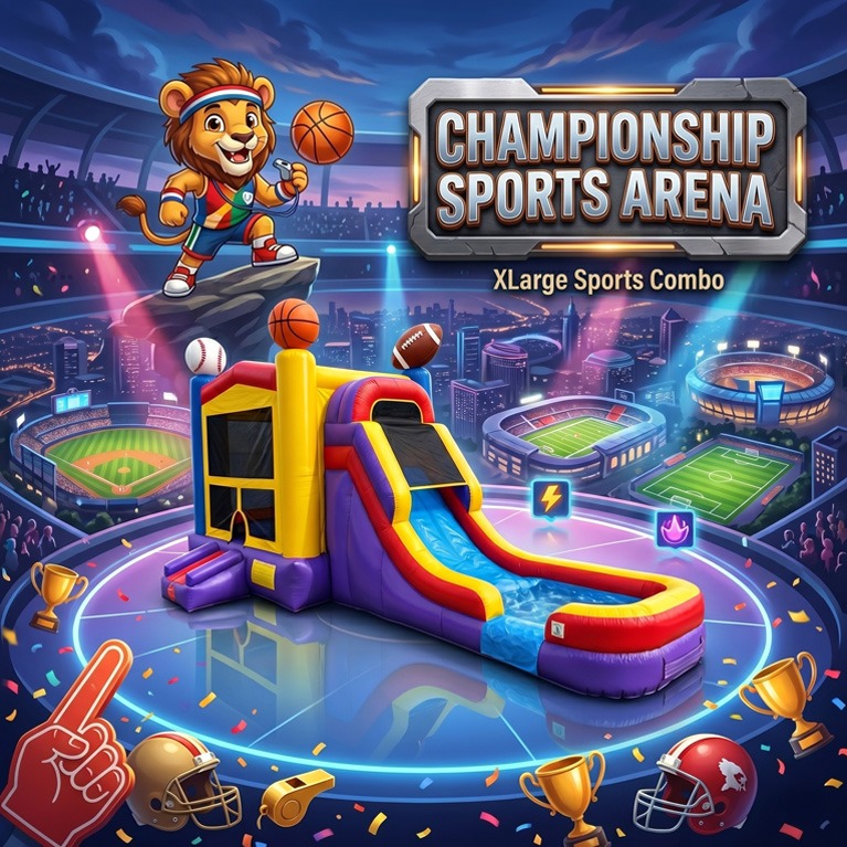 Championship Sports Arena XLarge sports themed bounce house and slide combo